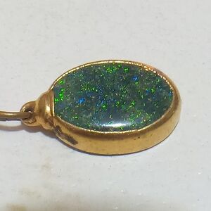 Elegant Gold and Green Opal Pendant